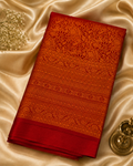 Sindura Deep Red Kanjipuram Silk Saree with Gold Zari Floral Motifs