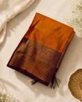 Haridra Amber Gold Kanjipuram Silk Saree with Deep Purple Zari Border
